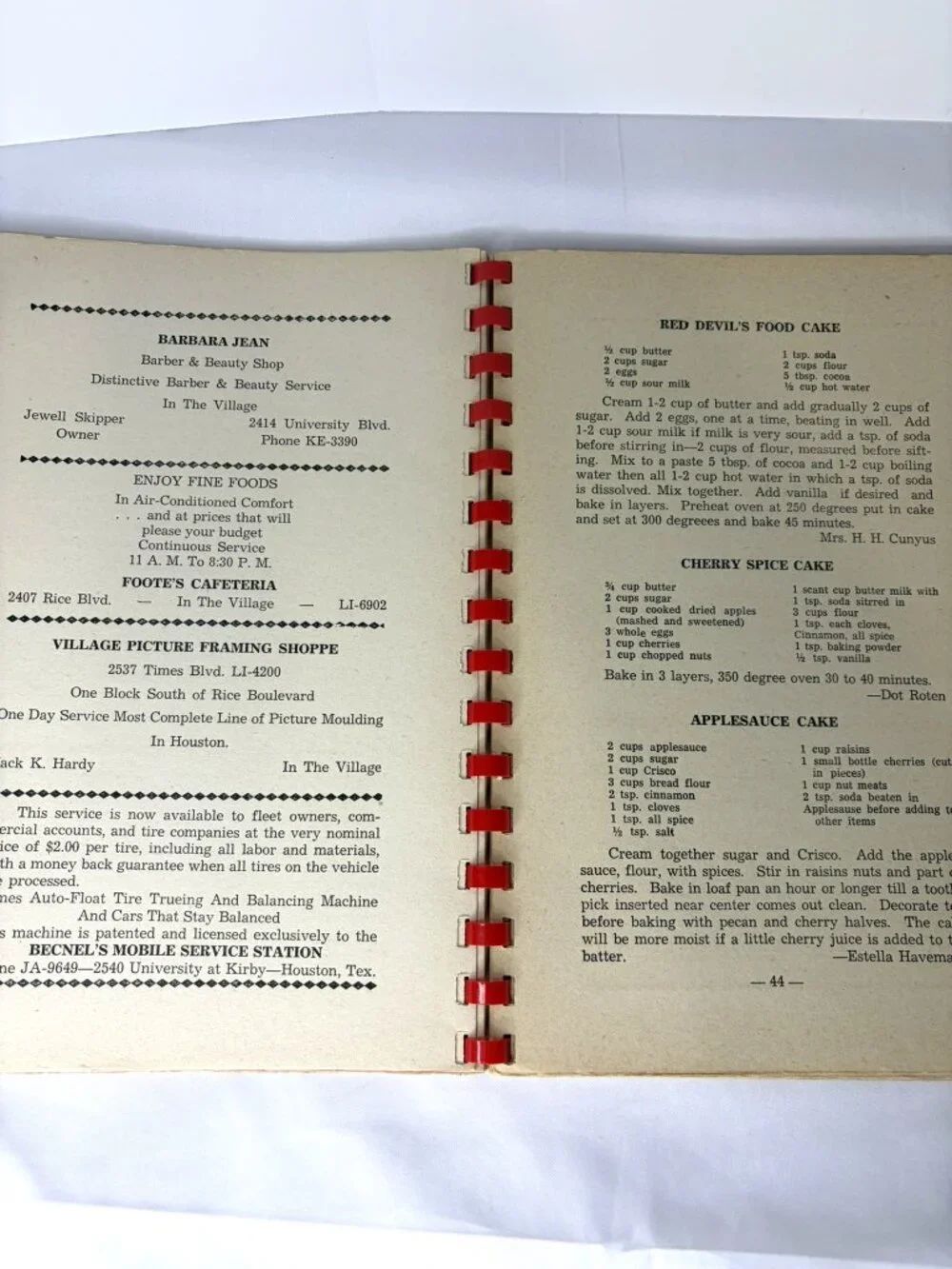Vintage MCM Kitchen Klassics Cookbook West University Methodist Church Texas